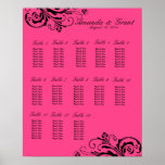 Svart och rosa chic krusidullplacering kartlägger print