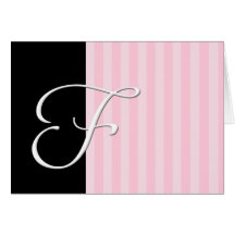 Svart och rosa elegans för Monogram (F) Hälsnings Kort