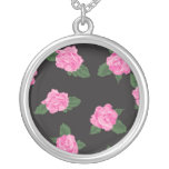 Svart- och rosa rossterling silverhalsband