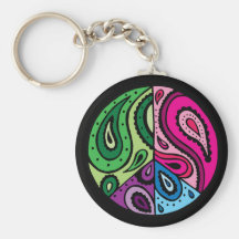 Svart Paisley fred Keychain Nyckel Ring