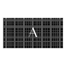 Svart pläd för Monogram Hälsningskort Med Foto