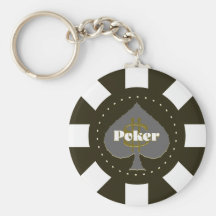 Svart pokerchip Keychain Nyckel Ring