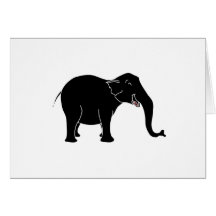 Svart skratta Elephant. Hälsningskort