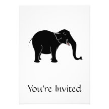 Svart skratta Elephant. Skräddarsydda Inbjudan