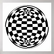 Svart vit för optisk illusionrundacheckers affisch