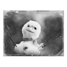 Svart & vit förändrad snögubbe vykort