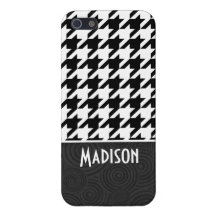 Svart & vit Houndstooth iPhone 5 Skydd