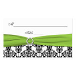 Svart, vit och Chartreuse damastast Placecards Visitkort