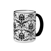 Svart- & vitdamast kaffe kopp