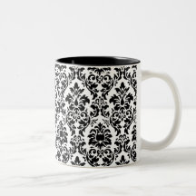 Svart- & vitdamast kaffe kopp