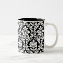 Svart- & vitdamast kaffe koppar