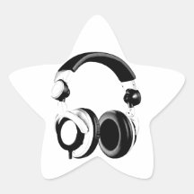 Svart- & vitHeadphonekonstverk Stjärnformade Klistermärken
