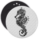 Svart- & vitSeahorse-Tatuering stil Knappar