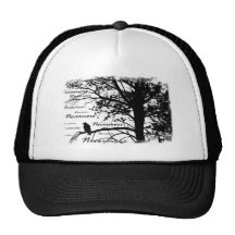 Svarten & vit Silhouette Nevermore korpsvart Mesh Kepsar