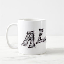 Svartvit Aloha mugg