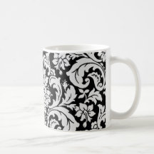 Svartvit blommigt mugg