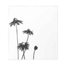 Svartvit chic blomma memo note pads