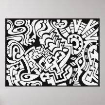 Svartvit grafittigatakonst posters