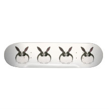 Svartvit holländsk Rabbit. Skateboard Deck