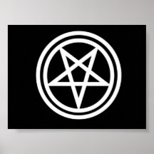 Svartvit inverterad pentagramaffisch, Med.