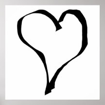 Svartvit kärlekhjärtadesign print
