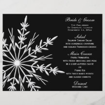 Svartvit meny för Snowflakevinterbröllop Custom Flyer