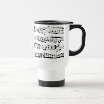 Svartvit musik noter kaffe mugg