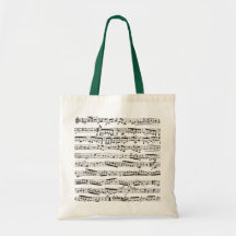 Svartvit musik noter tygkasse
