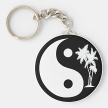 Svartvit palmträd Yin Yang Keychain Nyckel Ringar