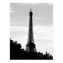 Svartvit vykort för Eiffel torn