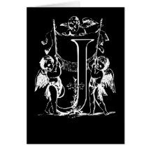 Svartvita Monogramkort för brev J