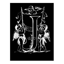 Svartvita Monogramkort för brev J Vykort