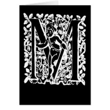 Svartvita Monogramkort för brev M