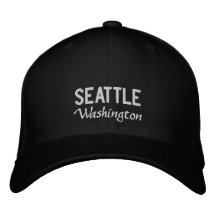 Svartvita Seattle Washington broderade hatten