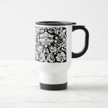 Svartvitt damastast mönster kaffe muggar