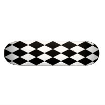 Svartvitt diamantHarlequinmönster Skateboard Decks