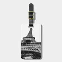 Svartvitt Eiffel torn Bagageetiketter