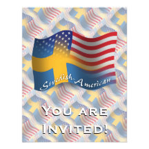 Svensk-Amerikan som vinkar flagga Inbjudan