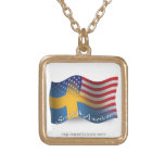 Svensk-Amerikan som vinkar flagga Smycken
