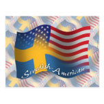Svensk-Amerikan som vinkar flagga Vykort