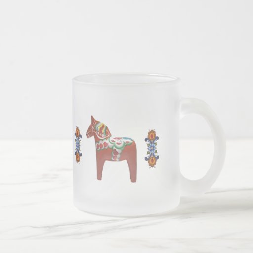 Svensk Dala häst med norska Rosemaling Kaffe Kopp