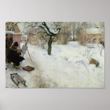 Svensklantgård i vinter affischer