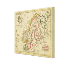 Sverige Danmark, norge, Finland, island Sträckta Canvas Tryck