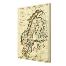 Sverige Danmark, norge med skisserade gränser Kanvastryck