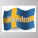 Sverige som vinkar flagga affischer