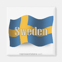 Sverige som vinkar flagga magnet för kylskåp