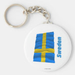 Sverige som vinkar flagga med namn nyckelring