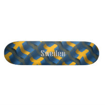 Sverige som vinkar flagga skate boards