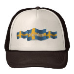 Sverige som vinkar flagga trucker kepsar