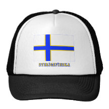 Sverigefinska flagga med namn trucker kepsar